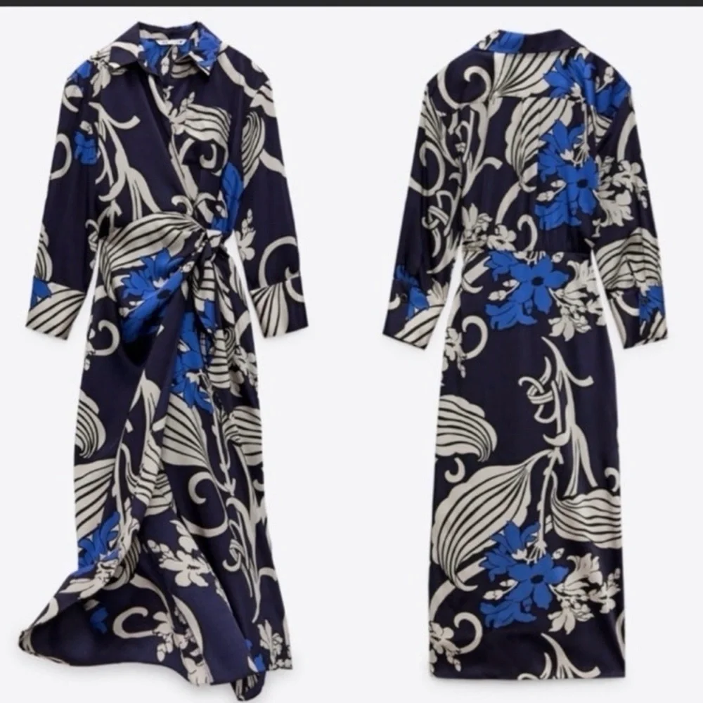 Zara Silk Printed Dress XS - Picture 4 of 5